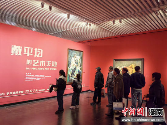 12月6日,“戴平均的艺术天地”作品展在长沙李自健美术馆开幕。记者 鲁毅 摄 12月6日,“戴平均的艺术天地”作品展在长沙李自健美术馆开幕。记者 鲁毅 摄